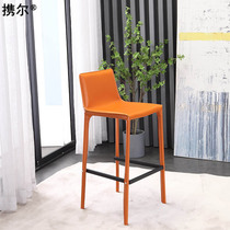 Nordic simple modern saddleback bar chair home KTV front coffee milk tea shop high stool orange