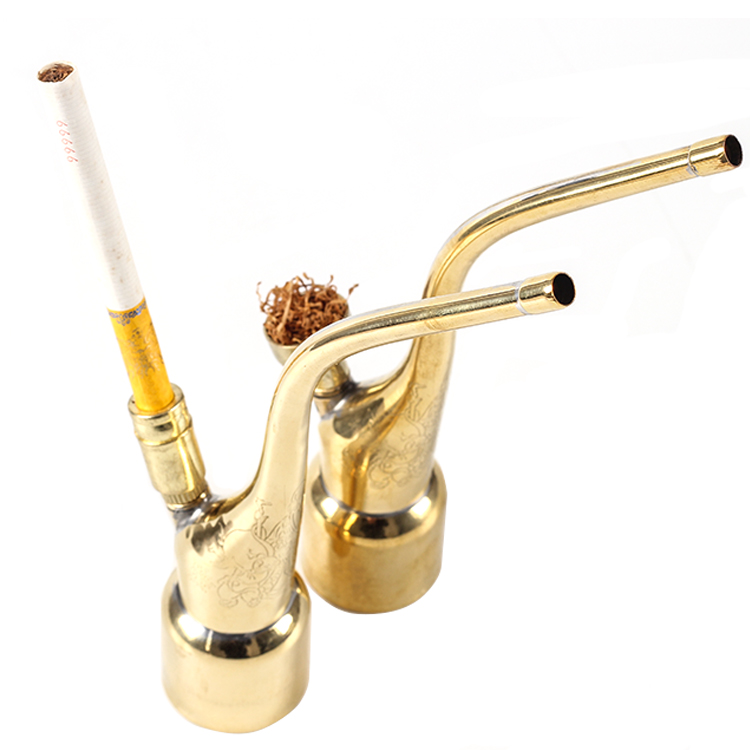 Gold Tay Rolls Tobacco Silk Two Water Smoke Pot Retro Old-style Portable Smoking Bag Pan Pure Brass Water Smoke Bag Water Smoke Bucket