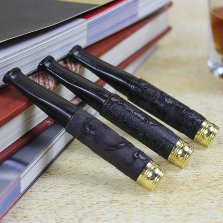 Filter cigarette holder carved ebony wood solid wood cigarette holder filter cycle cleaning type healthy cigarette holder men