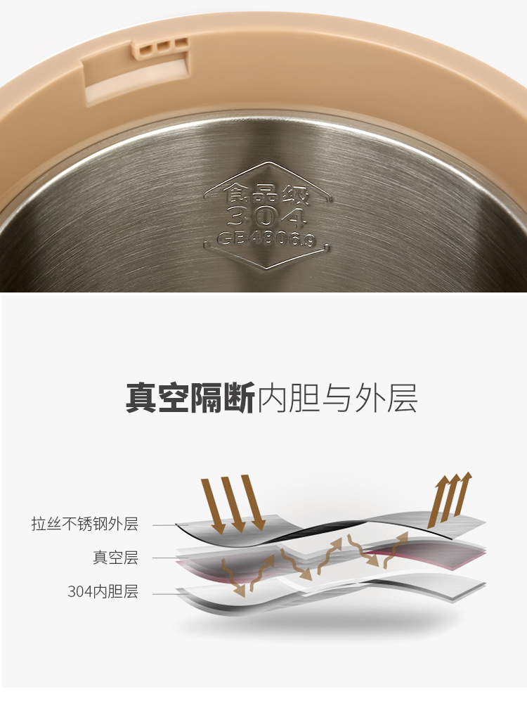 am sieu toc media Longli LL-8801 cấp thực phẩm ấm đun nước điện cách nhiệt hộ gia đình 304 thép không gỉ nhanh chóng tự động tắt nguồn - ấm đun nước điện ấm đun nước