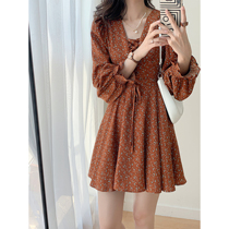 Full Honey Custom Style Breaking Floral Temperament Comeback Dress Woman Mid length Long sleeves 2022 Chunqiu New inner lap dresses