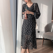 Full nectar custom black v collar temperament one-piece dress woman French style vintage Herbena windy dresses 2021 new fall