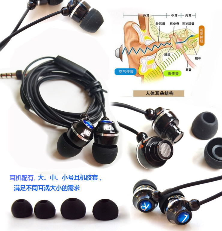 Обычная проводная гарнитура ex088带咪重低音入耳式耳机铝壳diy制手机通话人声清通用gm小红帽