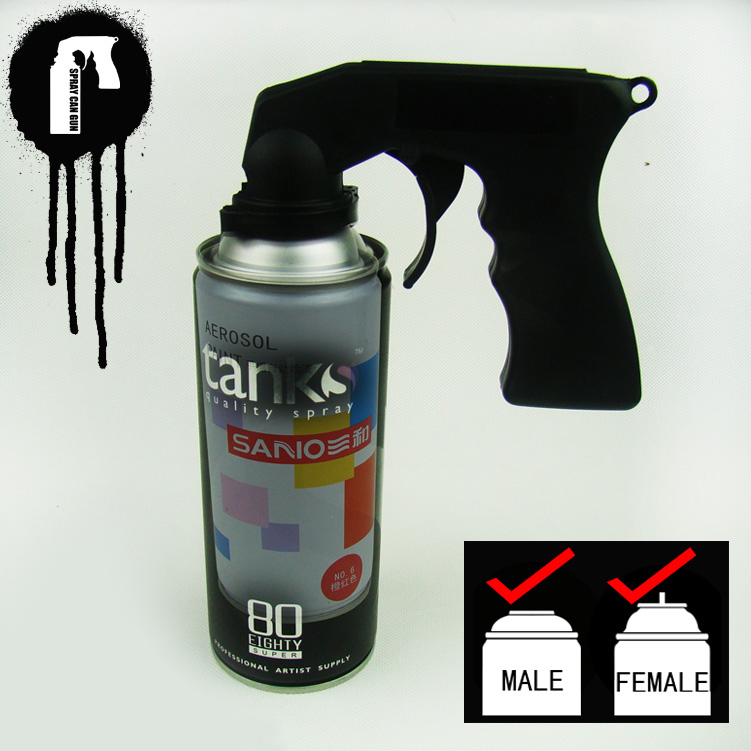 Portable hand-hand spray paint gun handle to fill the colour theorist black