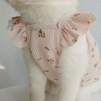 Flying Sleeves Crumbly Pet Vest Teddy Pooch Spring Summer Ins Princess Thin to anti-fall fur pure cotton kitty clothes