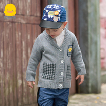 Broken clearance Yellow Duckling boy sweater coat autumn and winter baby front cardigan warm child coat 2-4 years old