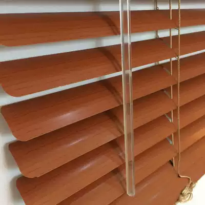 Customized imitation wood grain aluminum alloy Louver Curtain aluminum toilet room bathroom curtain waterproof sunshade