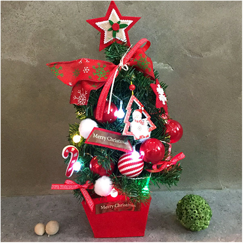 Mini Christmas Tree Package Small Christmas Tree with Ornaments Desktop Front Desk Cashier Ornaments Christmas Gifts