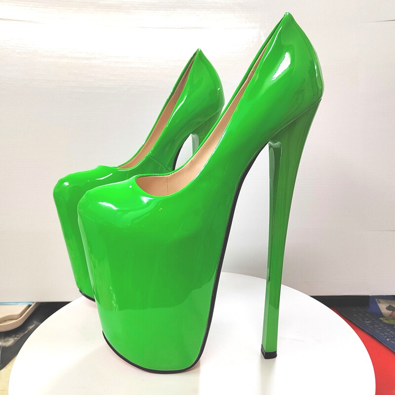 22cm High Heels, Sky-High 2026 New Model, Green Sexy Stiletto Shoes, Waterproof Platform High Heels, Large Size 50 Women's Shoes