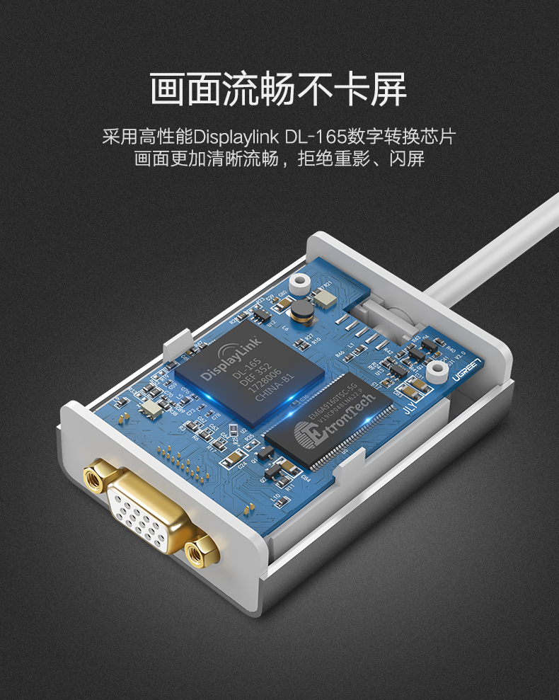 Green Union chuyển đổi USB sang VGA giao diện máy tính usb2.0 sang giao diện vga máy chiếu card đồ họa ngoài - USB Aaccessories quạt mini để bàn