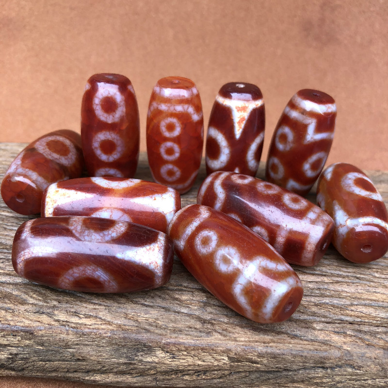 Tibetan Tantric Dzi 369 Eyes Dzi Genuine to Pure Agate Chalcedony Pulp Oil Moisturizing Clear Weathering