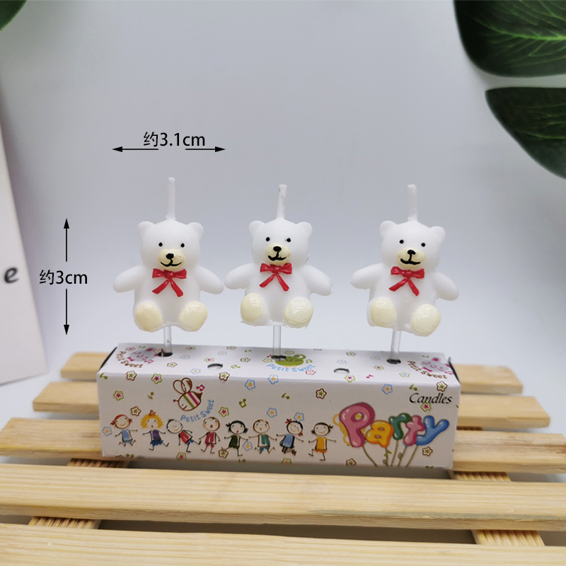 White & Three Dimensional Three White Bearsbirthday candle Cartoon Small animals tiger giraffe Hippo zebra  Cake children 12 Zodiac dog cat