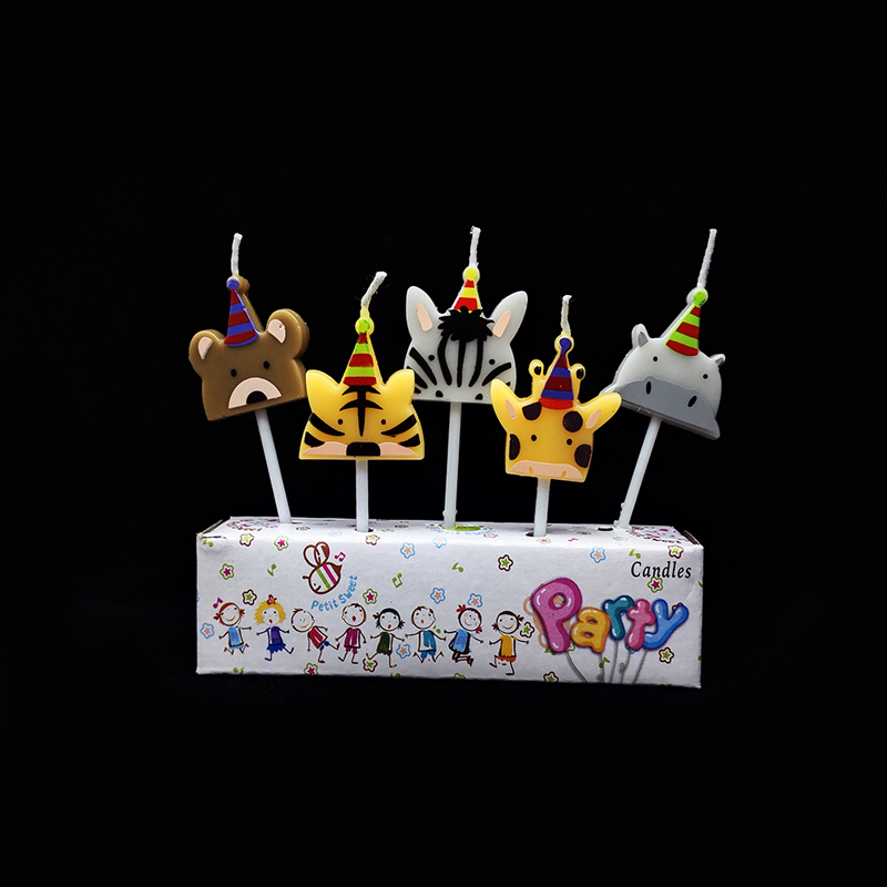 12 Boxes For Tigers & 3 Yuan Per Boxbirthday candle Cartoon Small animals tiger giraffe Hippo zebra  Cake children 12 Zodiac dog cat