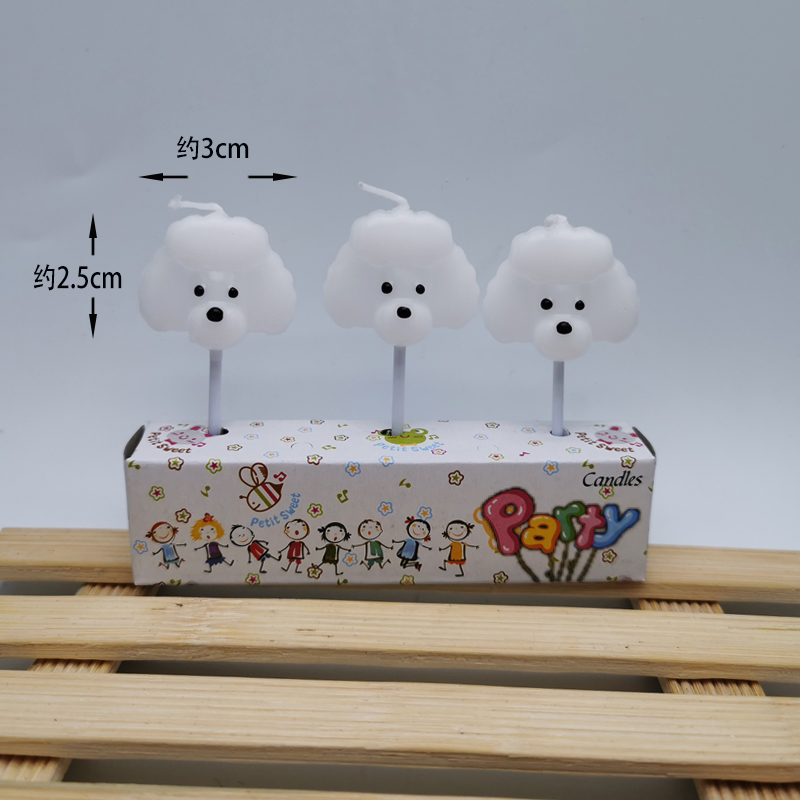 Milky White & Three White Dog Head Candlebirthday candle Cartoon Small animals tiger giraffe Hippo zebra  Cake children 12 Zodiac dog cat