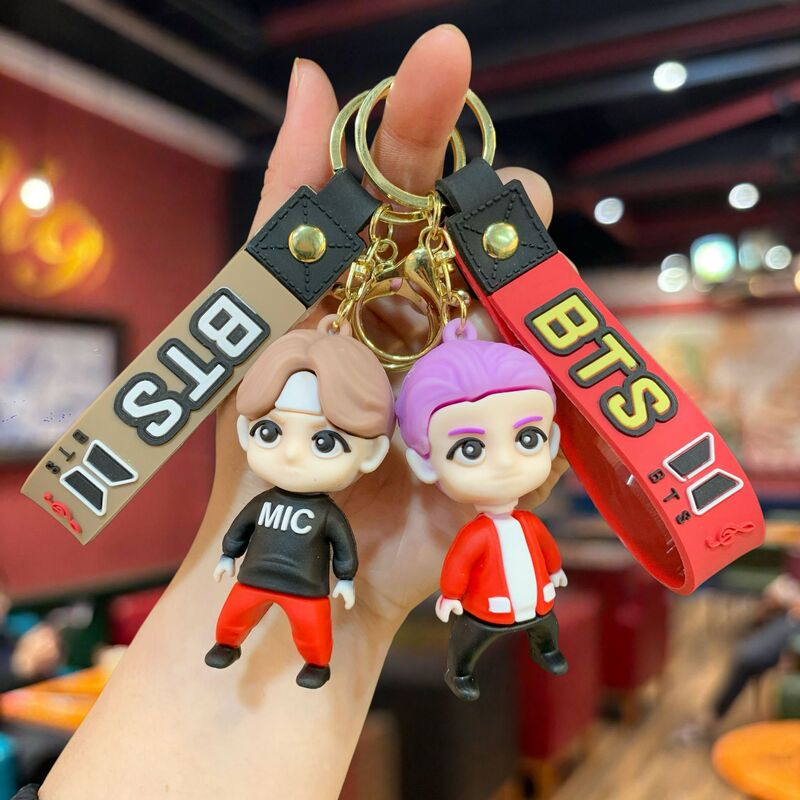 Cross-Border Hot-Selling Bts (Bts) Keychain Three-Dimensional Doll Bag Pendant Car Keychain Small Gift