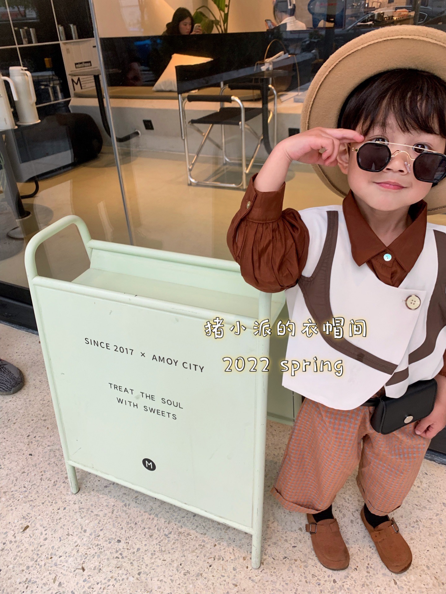 Pig Little Pie 2022 Chun Men's Baby Fitted Long Sleeve Shirt Suit Vest Plaid Trousers Suit Korean Baby Inn