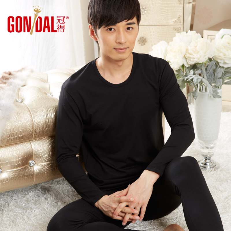 Crown men's autumn clothes sanitary pants modal cotton round neck thin bottoming basic underwear cotton sweater heating pants men