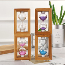 Retro nostalgic wooden square quicksand funnel timer creative mini wooden frame hourglass ornaments Childrens Day gifts