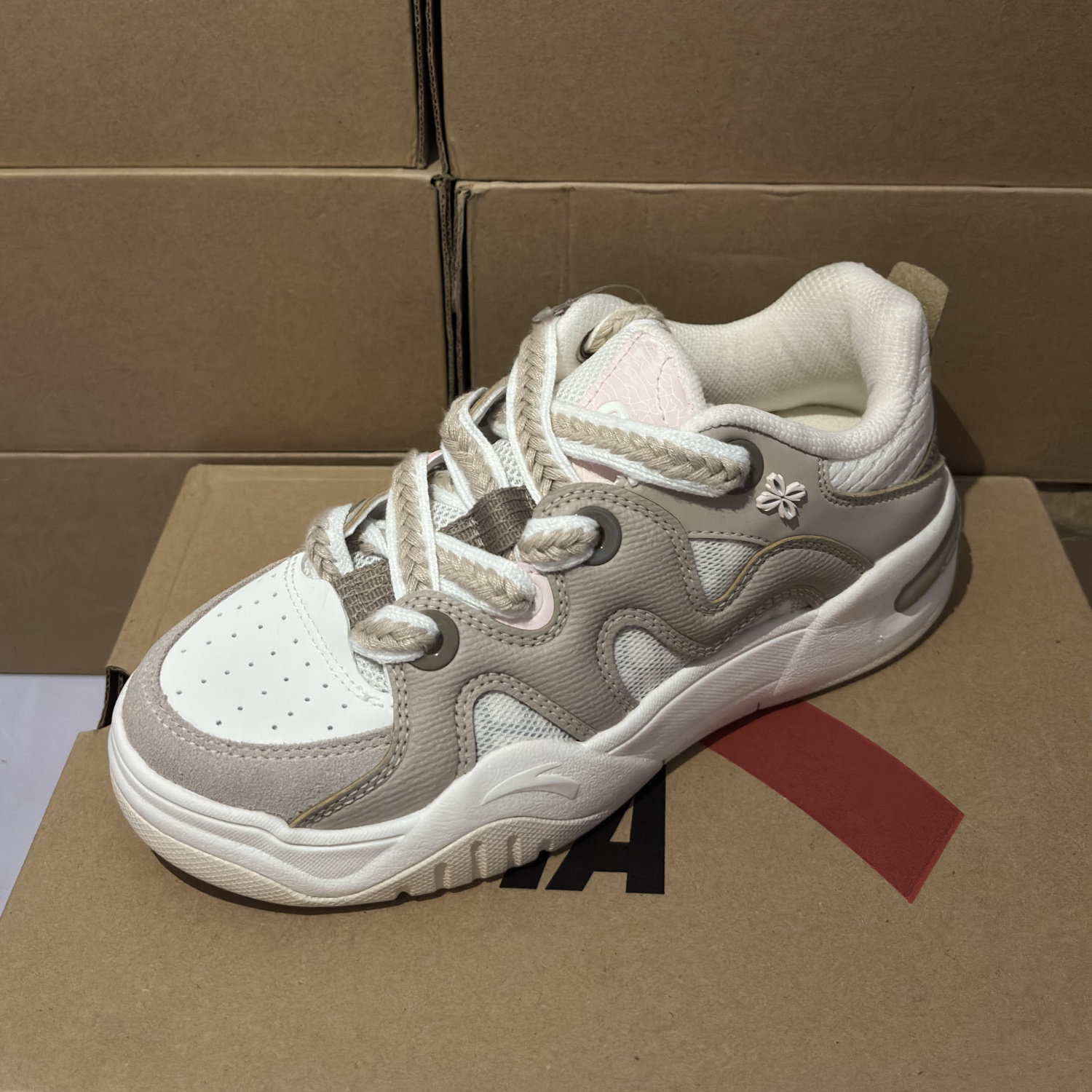 ANTA genuine winter non-slip shock-absorbing cream bag women's sneakers