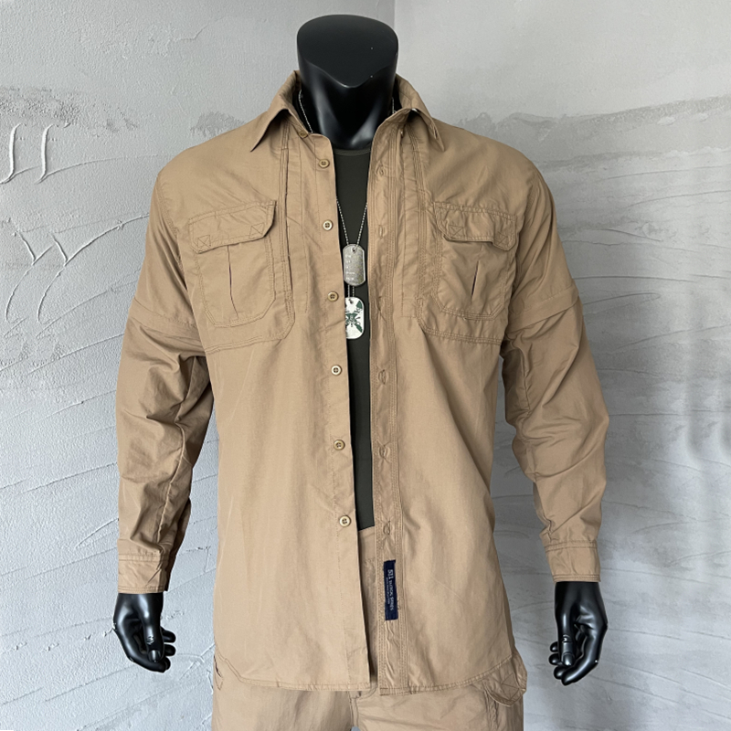 Outdoor Army Meme Clothing Men's Summer Speed Dry Long Sleeve Shirt Loose Thin Material Tooling Lining Removable Sleeve Short Sleeve Jacket