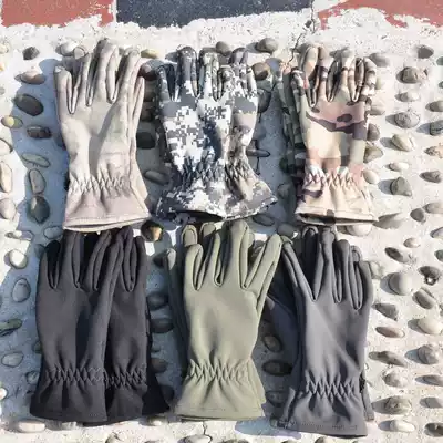 Shark skin soft shell full finger male outdoor winter warm waterproof cold gloves tactical gloves camouflage fleece gloves