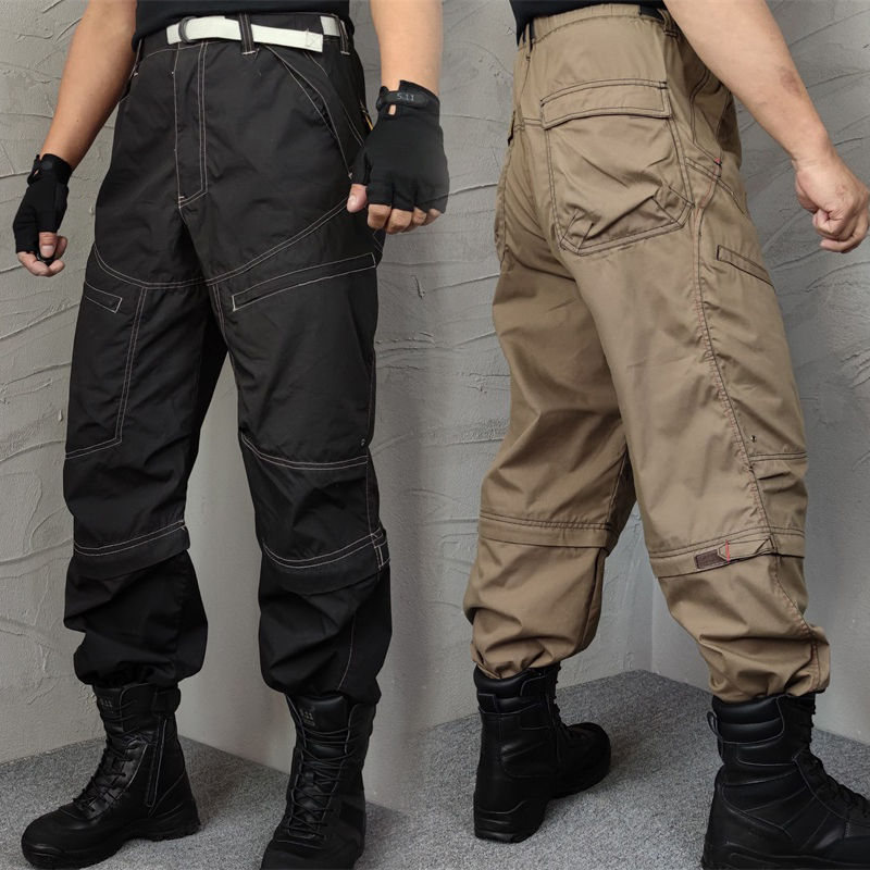 Two pieces of detachable outdoor tactical pants men's assault pants plus fat and loose elastic work clothes training climbing pants