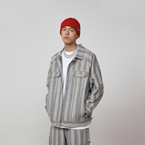 S45 (original 1807)spring new striped denim jacket street vintage jacket loose casual top men