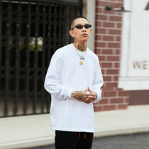 1807 spring new white t trend white loose casual couple pure cotton inner tie long-sleeved mens T-shirt base shirt