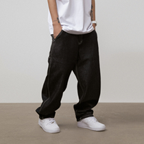 S45 (original 1807)Black denim jeans Basic versatile trousers Tide brand casual loose straight pants men