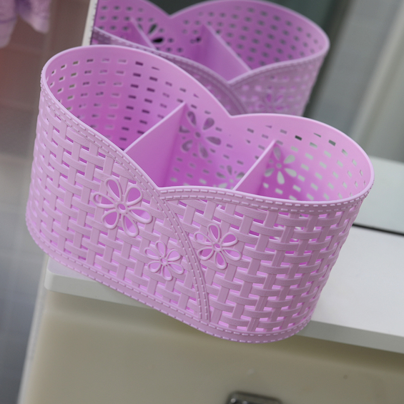 Desktop Cosmetics Containing box Plastic finishing basket Tabletop Debris box table Mouth Red Separated Finishing Box