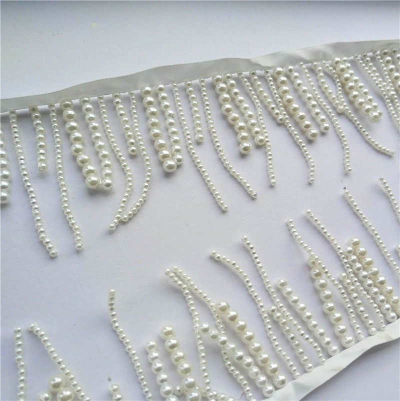 Handmade dance clothes lace shoes edge flower small length water mill bubble beads tassel factory direct sales white shopkeeper recommended