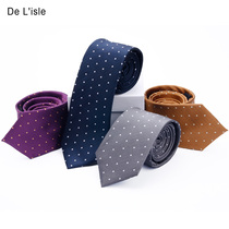 De Lisle Korean Silk Tie Men's Formal Business 7cm Wedding Groom Polka Dot Mulberry Silk