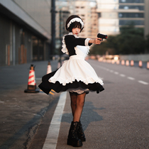New forgotten landscape folds Hell cos cosplay traditional maid dress black and white girl shake