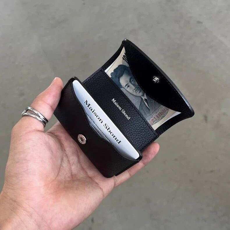 Genuine Leather Simple Multifunctional Wallet Card Holder Compact Coin Purse Niche Design Japanese Style Maison Sbond Unisex