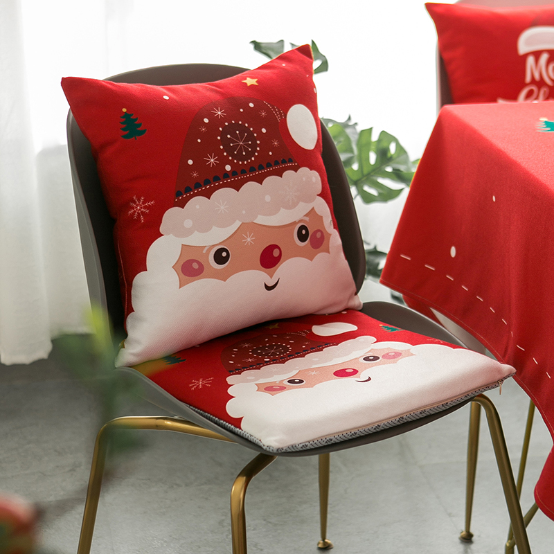 Santa Claus dining chair cushion holiday decoration cushion ins Nordic dining room cushion modern non-slip memory foam cushion
