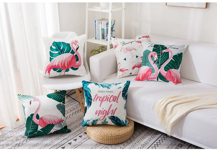 in nhiệt đới gối flamingo gối Bắc Âu cotton và vải lanh sofa đệm eo tươi dựa vào nghệ thuật gối văn phòng - Trở lại đệm / Bolsters