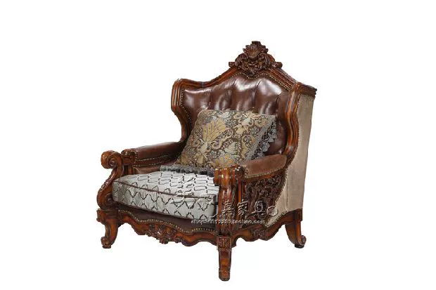 Sofa gỗ Mỹ Mỹ Sofa da châu Âu cao cấp nội thất phòng khách vải kết hợp sofa nội thất biệt thự - Bộ đồ nội thất