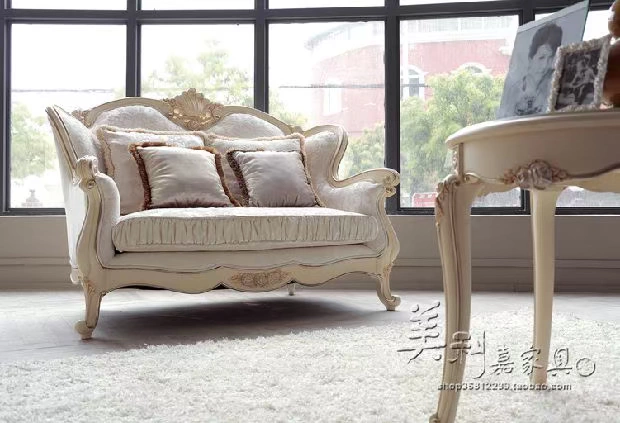 Sofa phong cách châu Âu gỗ rắn Mỹ vải sofa biệt thự phòng khách đồ nội thất cao cấp chạm khắc sofa kết hợp cung cấp đặc biệt - Bộ đồ nội thất