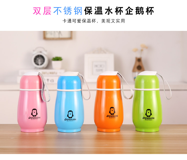 Phim hoạt hình chim cánh cụt mug đôi thép không gỉ chống bỏng cách nhiệt cup trẻ em cup drop sinh viên uống cup