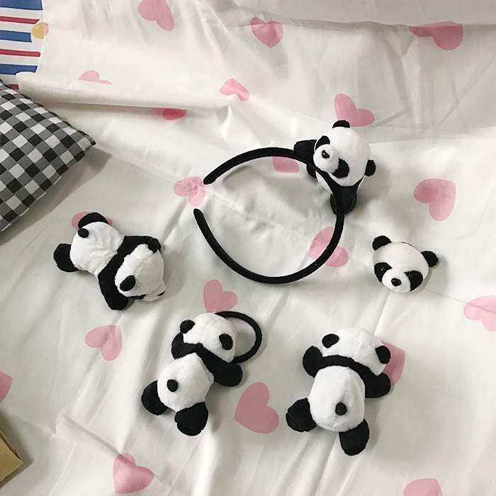 Ins phim hoạt hình dễ thương gấu trúc stereo búp bê gấu trúc búp bê headband tóc vòng trâm cài tóc kẹp tóc trang trí nữ - Trâm cài