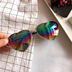 Harajuku Wind Ocean Tablet Retro Kính râm tình yêu Wild Soft Girl Trong suốt Tình yêu Gradient Mát Kính mát kính không độ Kính đeo mắt kính
