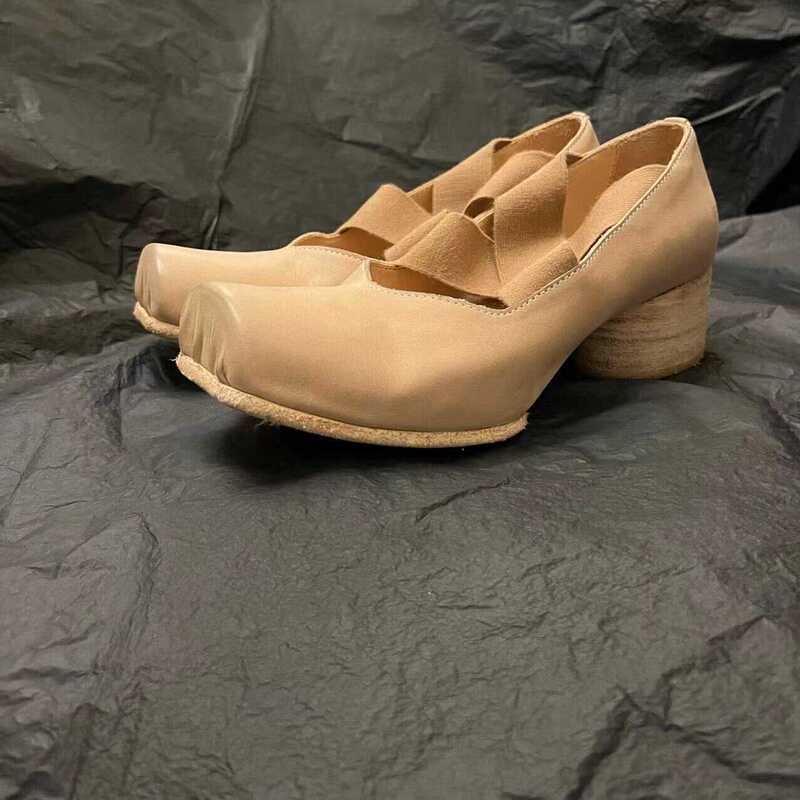 Uma Ballet Shoes for Women, Wang Ballet Shoes, Retro Square Toe Genuine Leather Lace-Up Mary Jane Shoes Wrvg