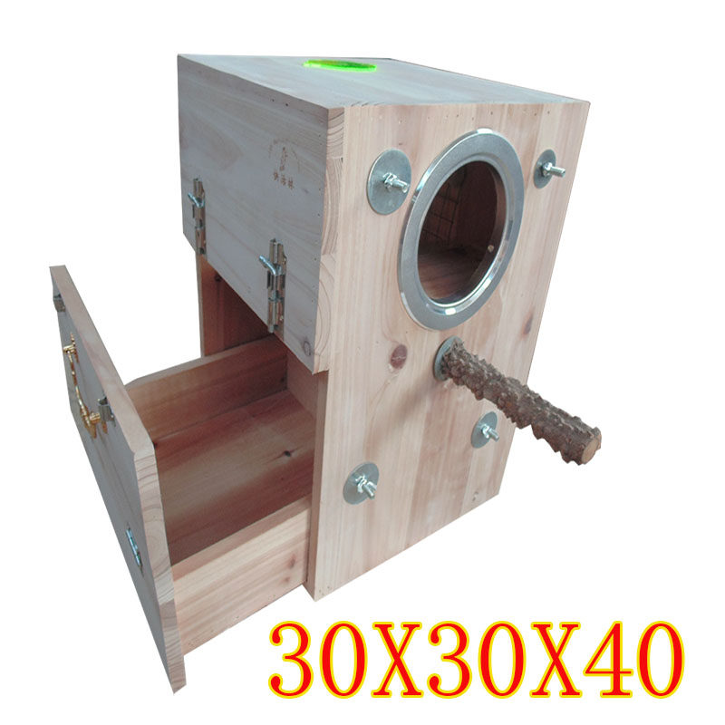 Medium Parrot Solid Wood Breeding Nest Box Xuanfeng Bird's Nest Bird Cage Monitoring Hole Drawer