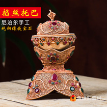 Choistoba topping supplies Nepal handmade pure copper inlaid with gems for bowls and bowls tantric supplies supplies supplies ornaments