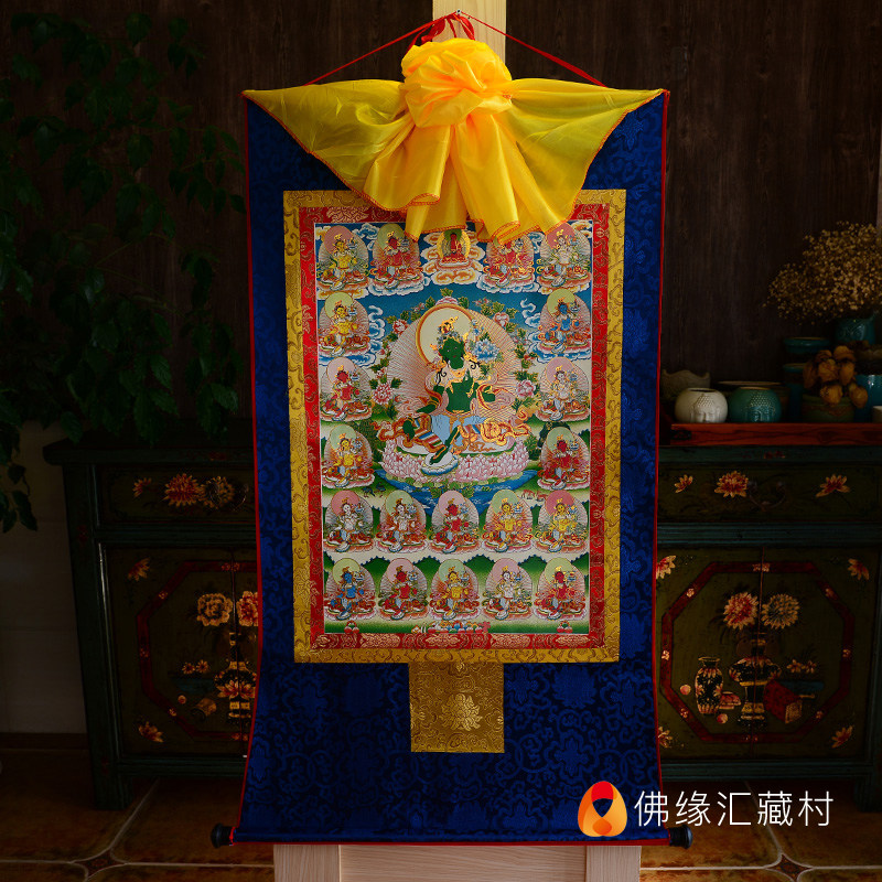 Buddha Edge Hui Green Tara Thangka Buddha Statue Mural Living Room Tibetan Mounted Gilded Gilded Thangka Painting Twenty-one Tara