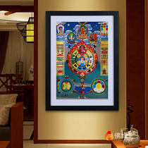 12 Zodiac log hanging paintings Tibetan thangka bronzing gilded living room entrance solid wood photo frame nine palace gossip murals