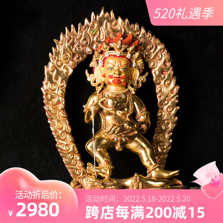 (Buddha's edge) Nepal handmade Buddha statue bronze all-white gold sculpted 27cm black chaeze statue of Buddha statue