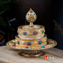 Mancha Luo Mandala Nepal Handmade jewel pure copper gilt gilt silver silk Manza pan repair plate 20cm
