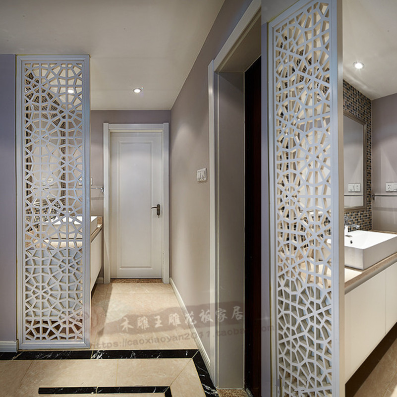 Modern mix and match Dry area hollow partition carved board Wash basin entrance density board flower grid screen through flower board