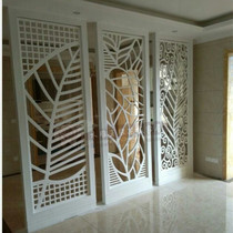 Simple large leaf hollow partition wall banana leaf carved board porch flower grid density board screen Board
